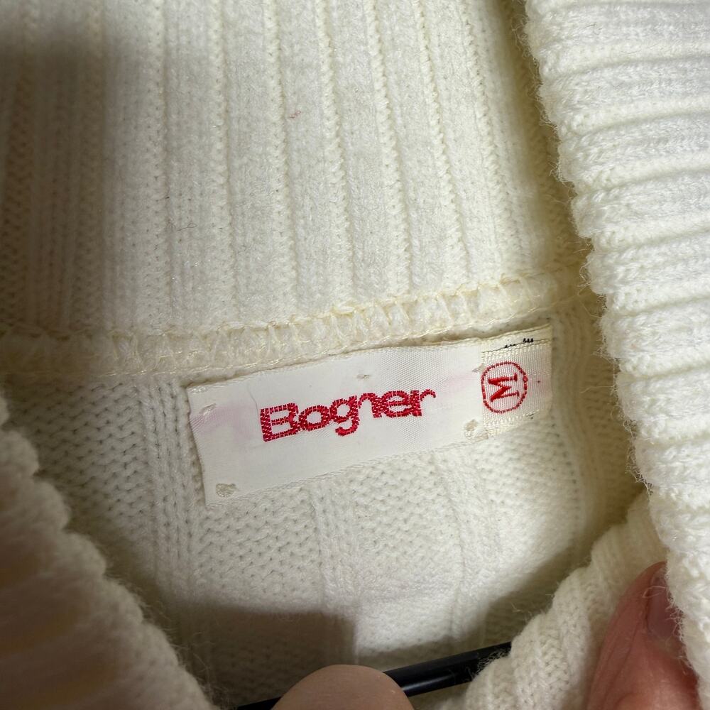 Vintage 1960s Bogner x Wonder Woman Cream Knit Cardigan Striped Womens Medium - Picture 4 of 10